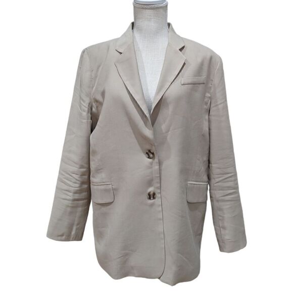 Rachel Zoe Women's Beige Rayon Two Button Blazer Size L - Picture 1 of 10